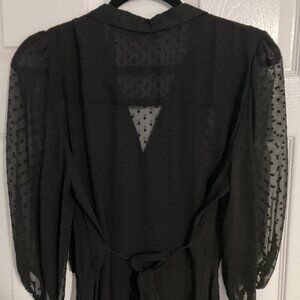 Nanette Sheer Polka Dot Black Shirtdress size 12